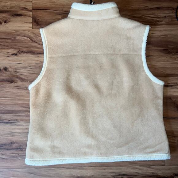 Vintage North End Cozy Soft Beige Fleece Vest Sherpa Trim Full Front Zip XXL - Picture 7 of 8